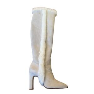 LARROUDE Cindy Hi Faux Fur Boot In Suede and Natural Shearling Size 5 NWOB